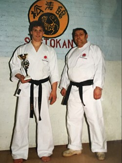 Sensei Gunther with an early trophy and father Master Maurice Blancke